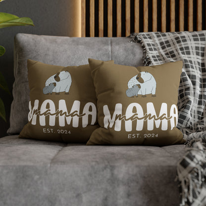 Personalized Mama Capybara Pillowcase Khaki, Gift For Mom    - HolidayShoppingFinds