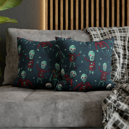 Zombie Decorative Pillowcase, Zombie Home Decor Pillow Cover Teal, Square 2-Sided Pillow    - HolidayShoppingFinds