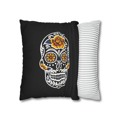 Sugar Skull Pillowcase, Day of the Dead Pillow, Dia De Los Muertos Pillow, Black Gothic Pillow, 2-Sided Square Pillow Cover    - HolidayShoppingFinds