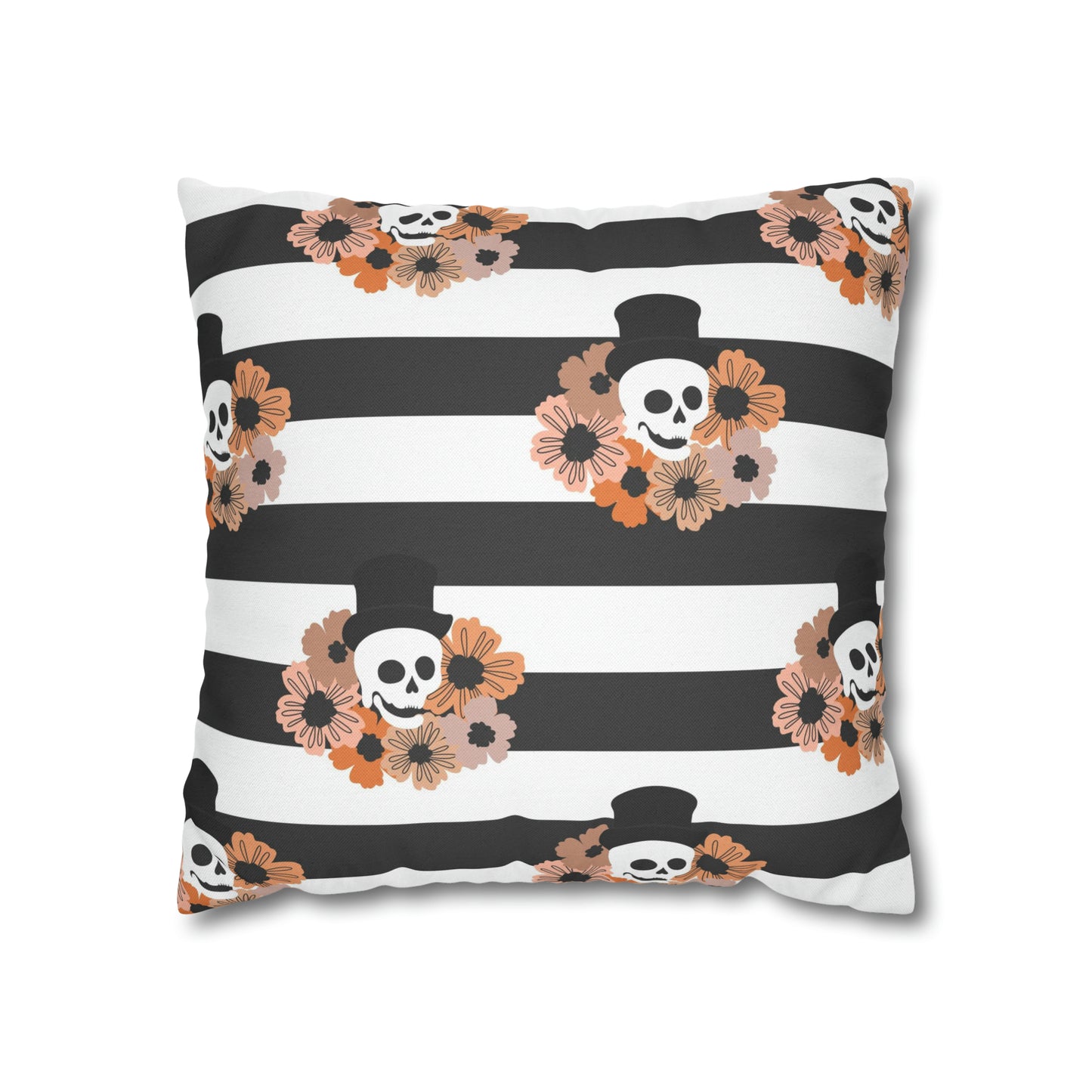 Halloween Phantom Pillowcase, Dia de los Muertos Skull Accent Pillow, 2-Sided Square B&W Decorative Pillow    - HolidayShoppingFinds