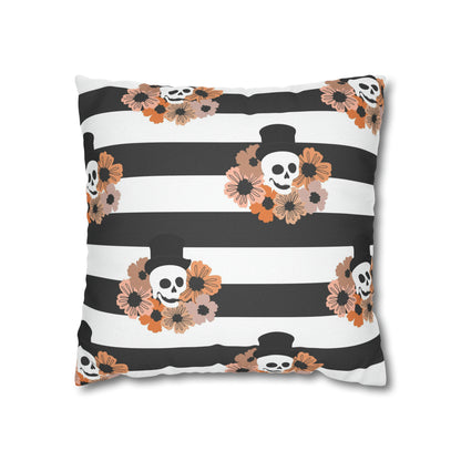 Halloween Phantom Pillowcase, Dia de los Muertos Skull Accent Pillow, 2-Sided Square B&W Decorative Pillow    - HolidayShoppingFinds