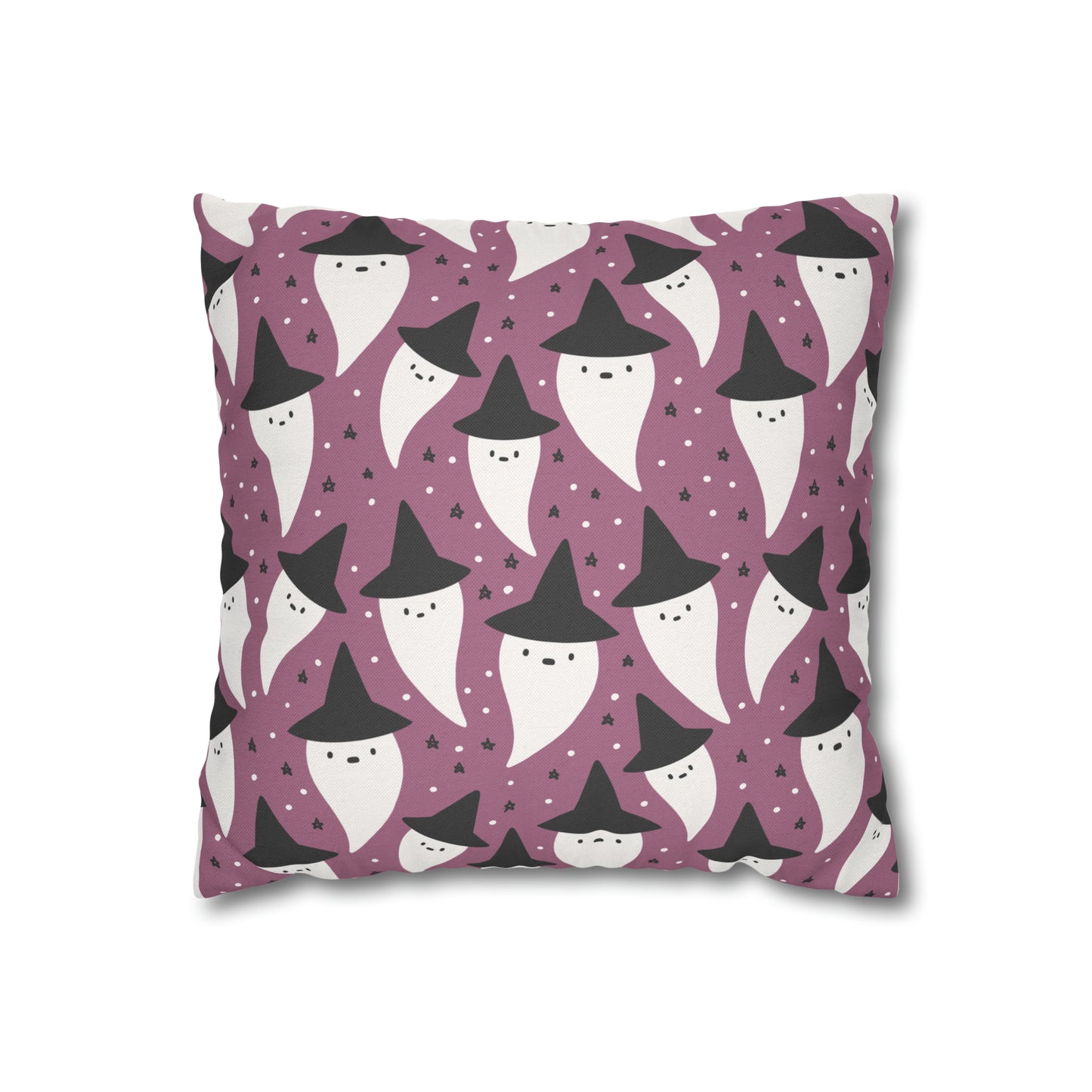 Whimsical Pillowcase, Spooky Ghosts Halloween Purple Pillow Cover, Square Accent Pillow Case    - HolidayShoppingFinds