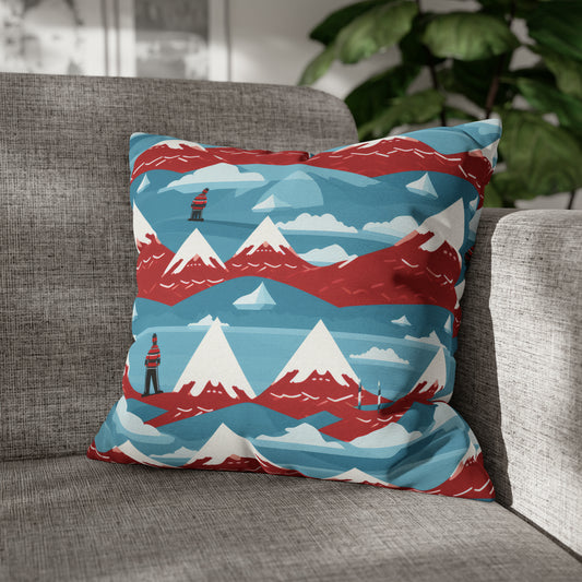 Mountain Snow Caps Pillowcase,  Winter Holiday Accent Pillow Case Cover, Holiday Gift 18" × 18"   - HolidayShoppingFinds