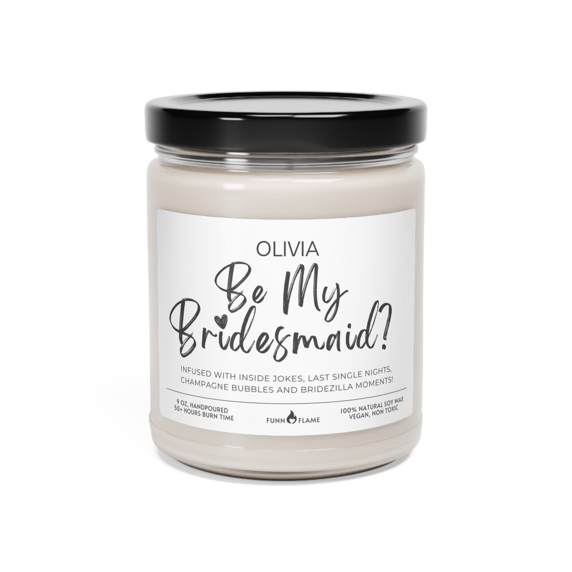 Personalized Bridesmaid Proposal Candle Gift, Bridal Party Gift  (C) Besties, Candle Gift 100% Vegan Eco-Friendly Coconut Cream + Cardamom 9oz  - HolidayShoppingFinds