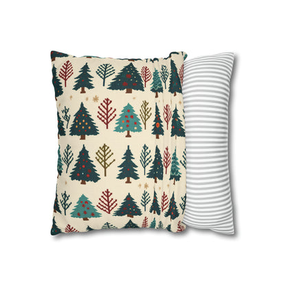 Christmas Trees Pillowcase, Winter Pines Holiday Pillow Case Beige Pillow Cover, Holiday Gift    - HolidayShoppingFinds