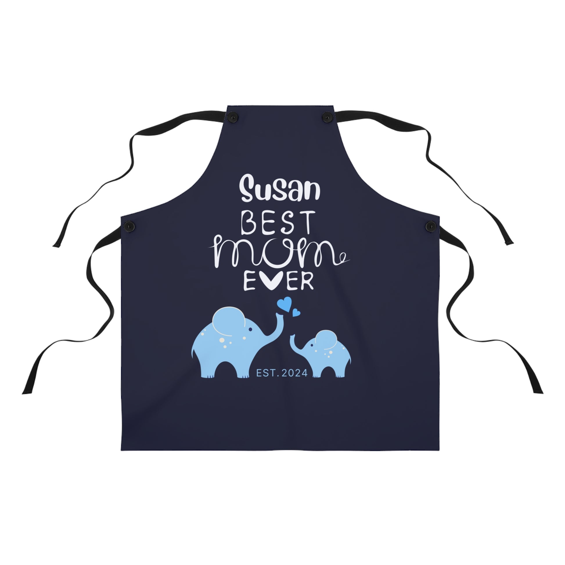 Personalized Best Mom Ever Gift Apron Blue Elephants, Gift for Mom Chef Apron    - HolidayShoppingFinds