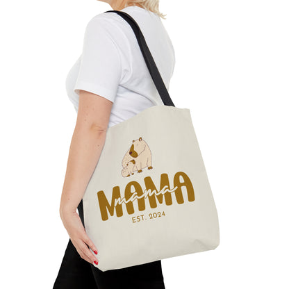 Custom Mama Capybara Tote Bag Beige, Gift for Mom Custom Tote Bag    - HolidayShoppingFinds