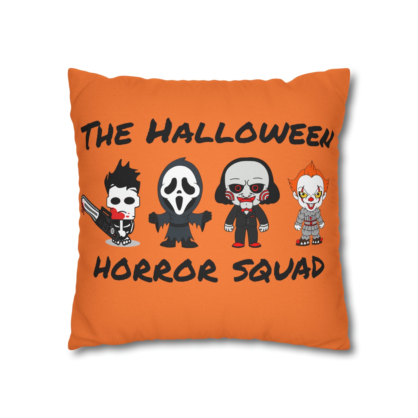 Halloween Horror Movie Characters Pillowcase, Halloween Killers Villains Orange Pillow, Horror Movie Fan Gift Pillow Cover    - HolidayShoppingFinds