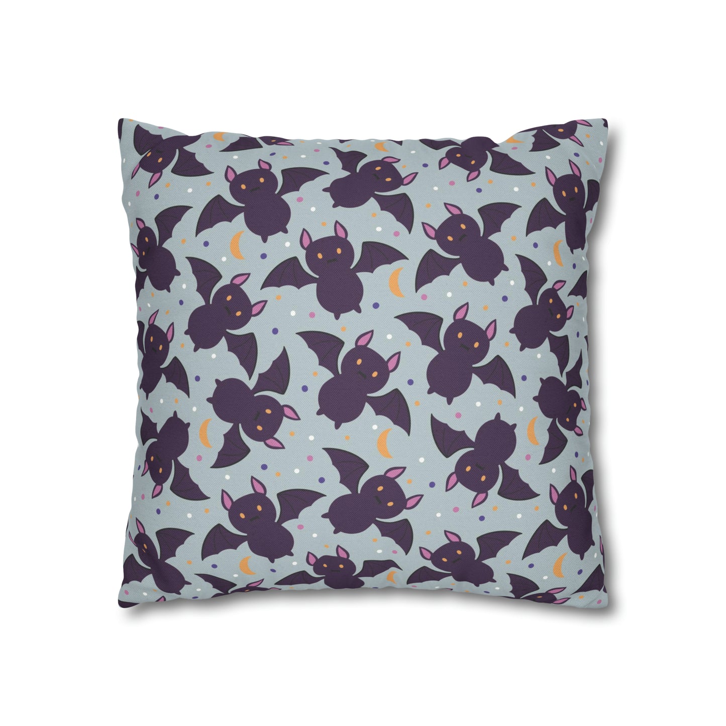 Cute Bats Halloween Pillowcase, Halloween Spooky Purple Pillow Cover, Spooky Bats, Square 2-Sided Pillow    - HolidayShoppingFinds