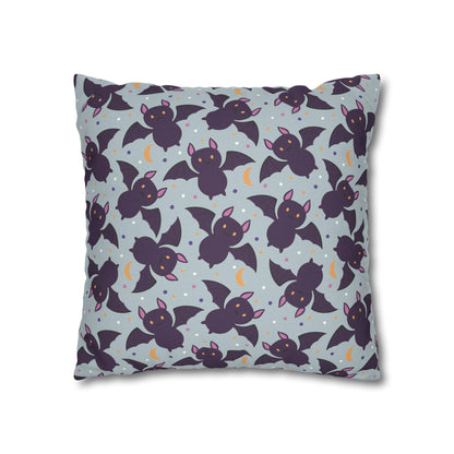 Cute Bats Halloween Pillowcase, Halloween Spooky Purple Pillow Cover, Spooky Bats, Square 2-Sided Pillow    - HolidayShoppingFinds