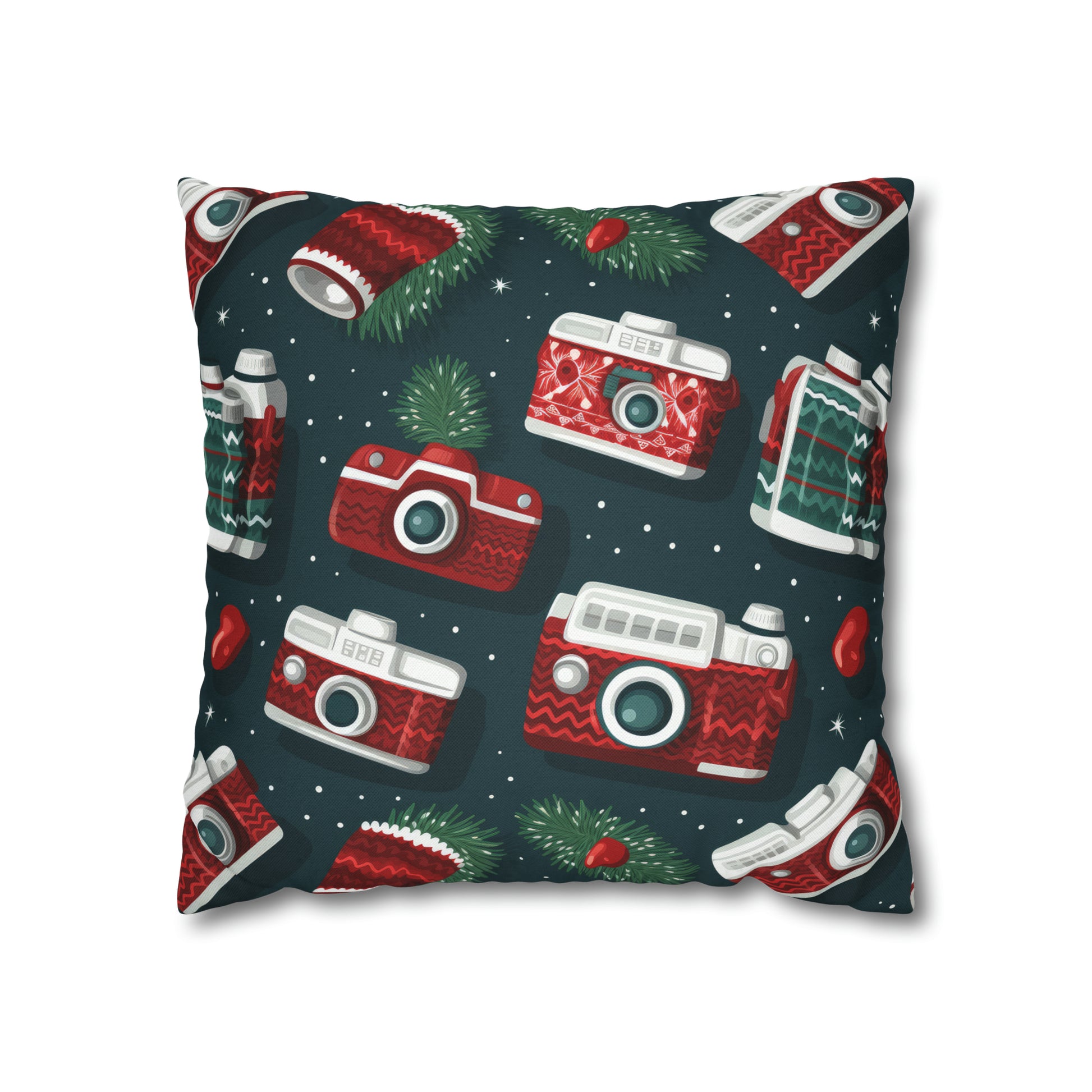 Vintage Camera Holiday Green Retro Pillow Case, Christmas Pillow Throw, Holiday Gift    - HolidayShoppingFinds