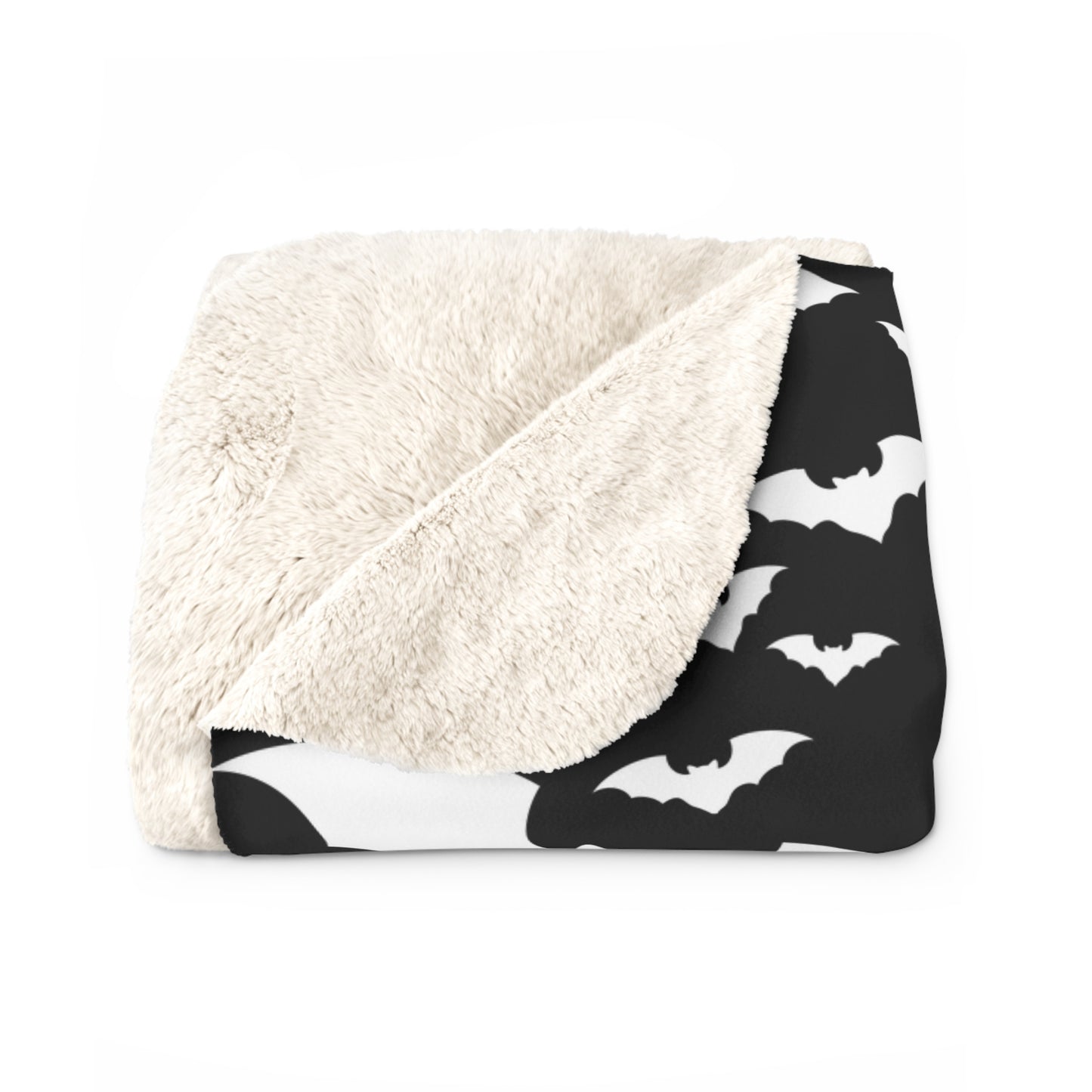 Spooky Bats Sherpa Fleece Blanket, Halloween Gothic Throw Blanket B&W    - HolidayShoppingFinds