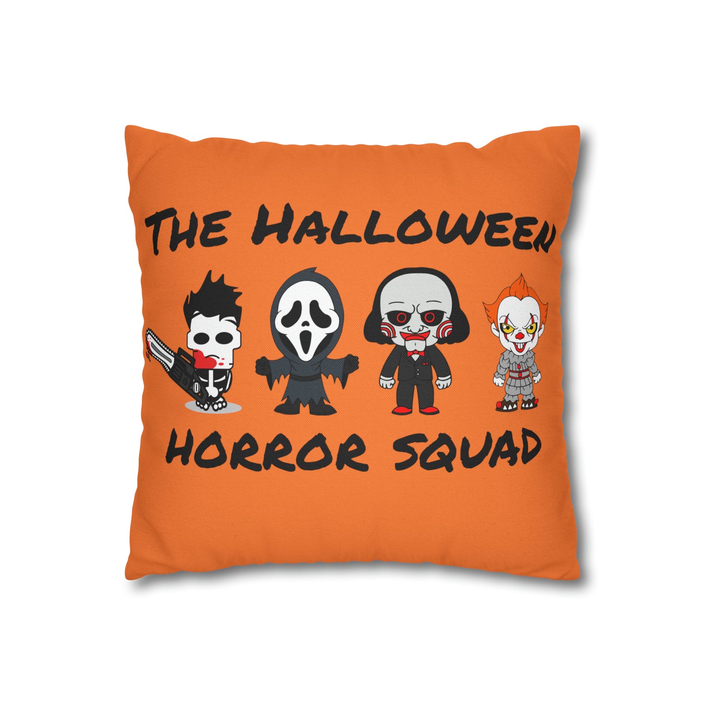 Halloween Horror Movie Characters Pillowcase, Halloween Killers Villains Orange Pillow, Horror Movie Fan Gift Pillow Cover    - HolidayShoppingFinds