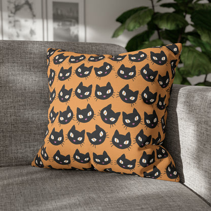 Cute Black Cats Halloween Pillowcase, Halloween Orange Throw Pillow Cover, Spooky Pillow, Square 2-Sided Pillow Case    - HolidayShoppingFinds