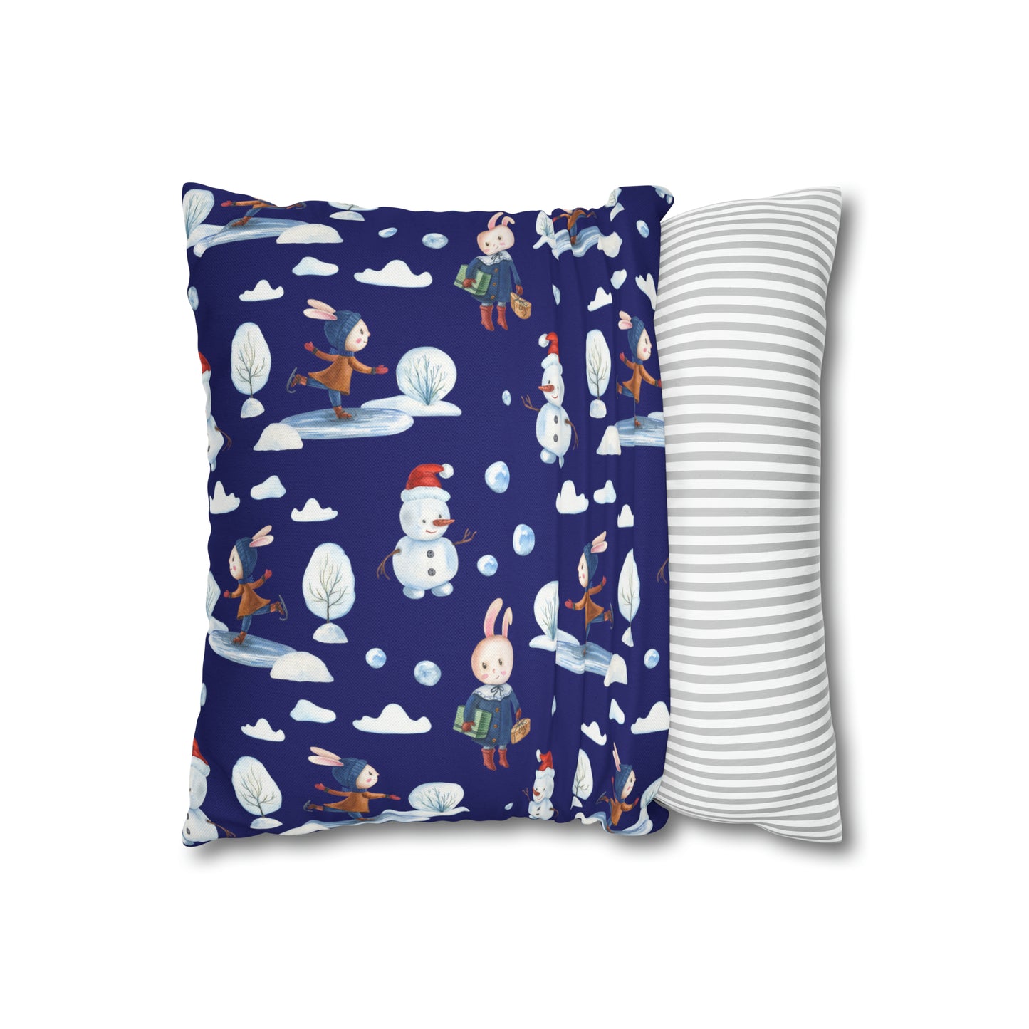 Snowman Pillowcase, Holiday Decor Pillow Cozy Winter Blue Throw Pillow, Holiday Gift    - HolidayShoppingFinds