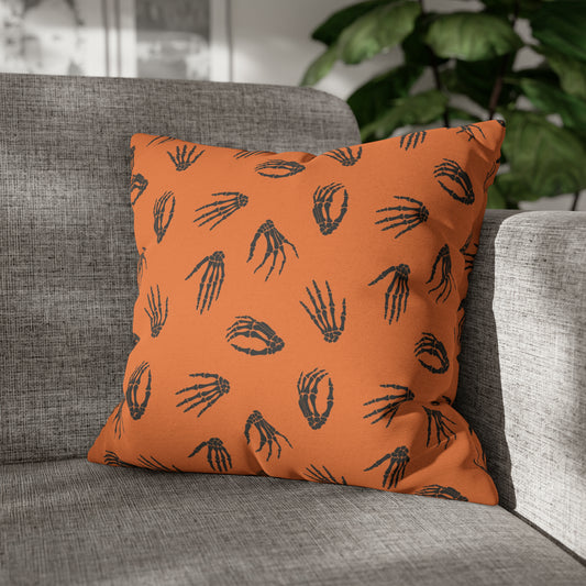 Skeleton Hands Pillowcase Halloween Orange Pillow Spooky Accent Pillow    - HolidayShoppingFinds