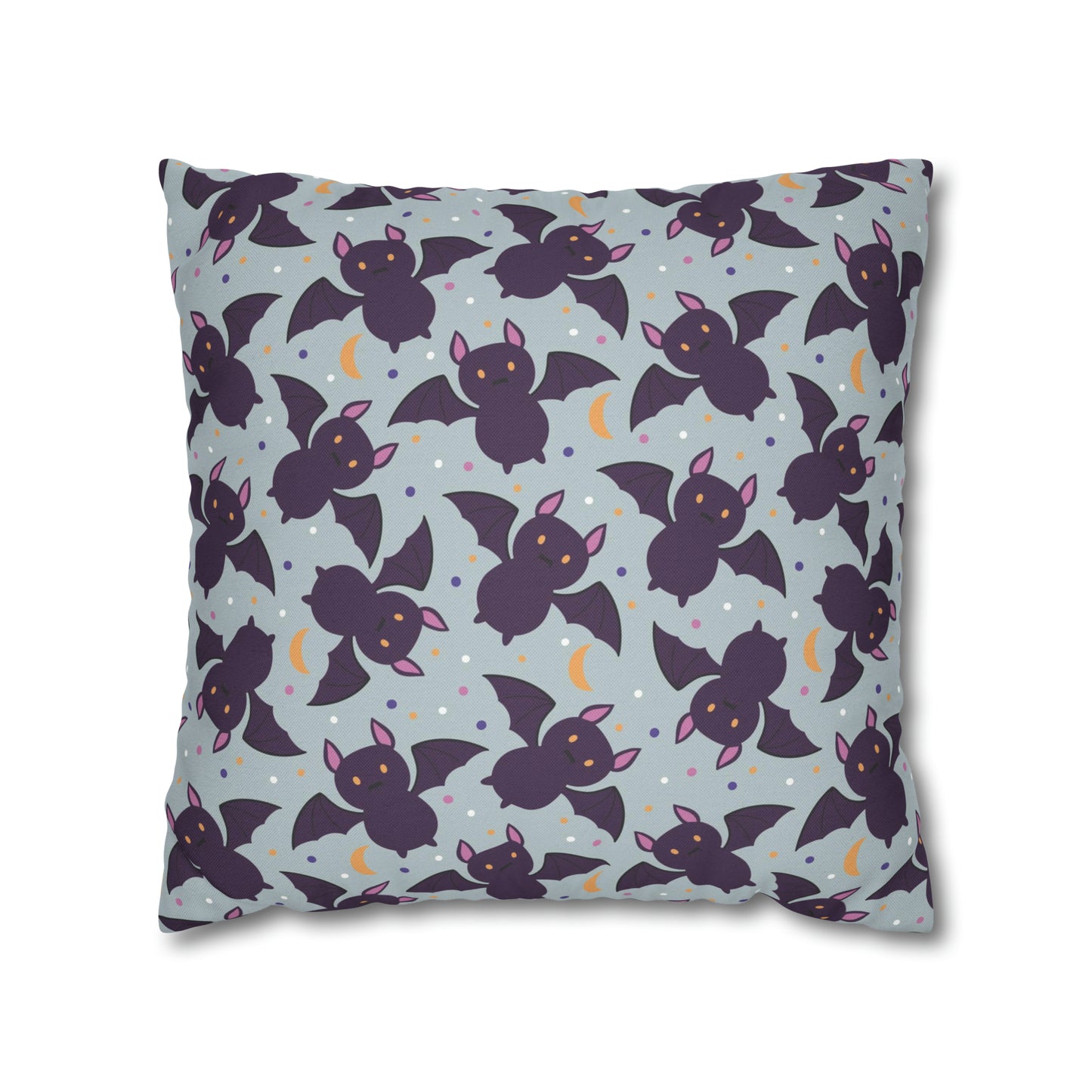 Cute Bats Halloween Pillowcase, Halloween Spooky Purple Pillow Cover, Spooky Bats, Square 2-Sided Pillow    - HolidayShoppingFinds