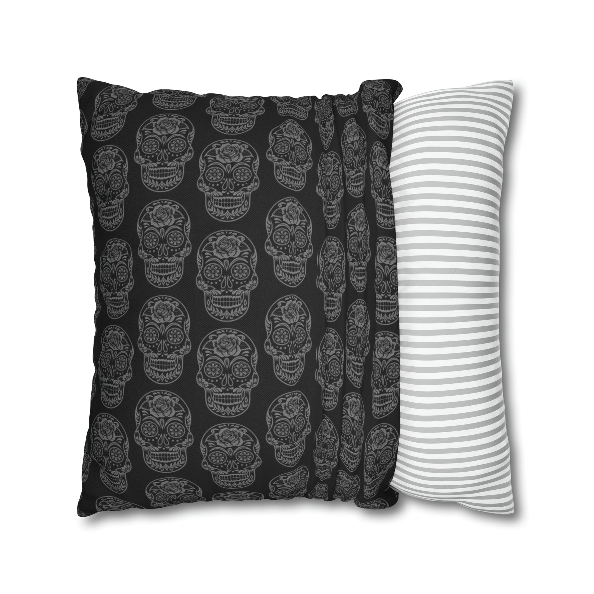 Sugar Skull Pillowcase, Day of the Dead Pillow, Dia De Los Muertos Pillow, Black Gothic Pillow, 2-Sided Square Pillow Cover    - HolidayShoppingFinds