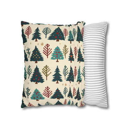 Christmas Trees Pillowcase, Winter Pines Holiday Pillow Case Beige Pillow Cover, Holiday Gift    - HolidayShoppingFinds