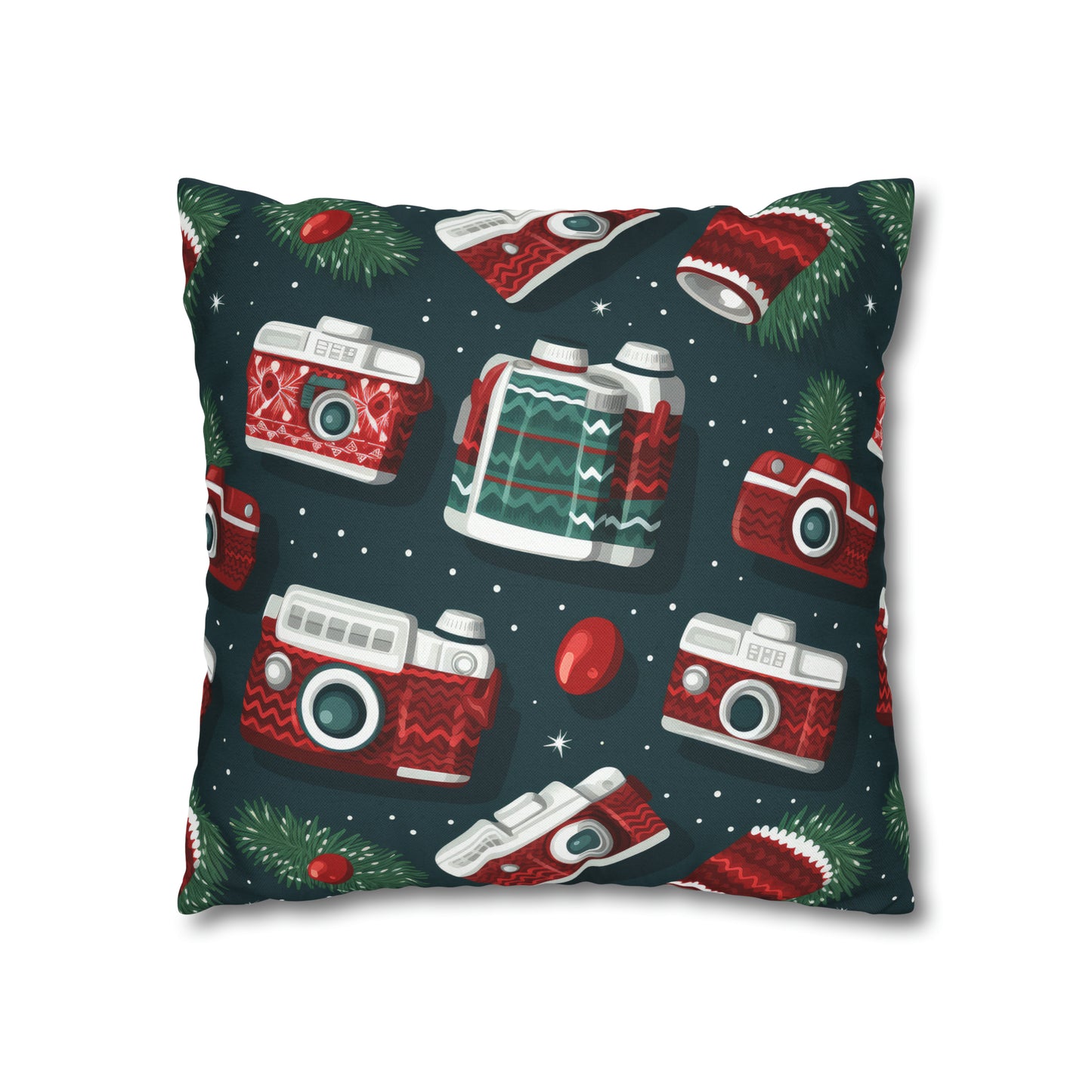 Vintage Camera Holiday Green Retro Pillow Case, Christmas Pillow Throw, Holiday Gift    - HolidayShoppingFinds