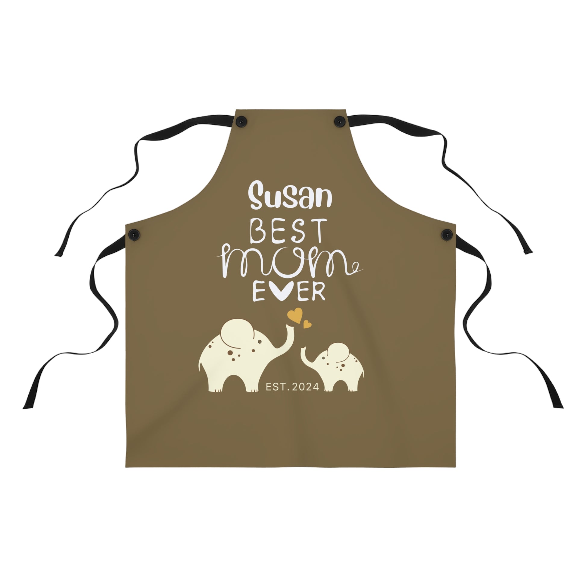 Personalized Best Mom Ever Gift Apron Khaki Elephants, Gift for Mom Chef Apron    - HolidayShoppingFinds