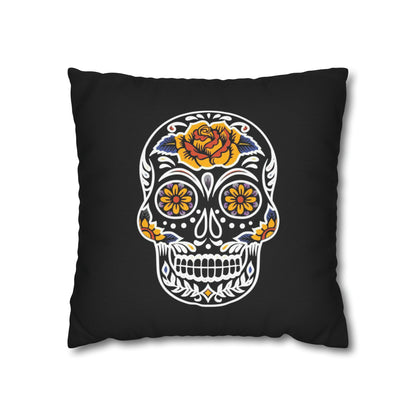 Sugar Skull Pillowcase, Day of the Dead Pillow, Dia De Los Muertos Pillow, Black Gothic Pillow, 2-Sided Square Pillow Cover    - HolidayShoppingFinds