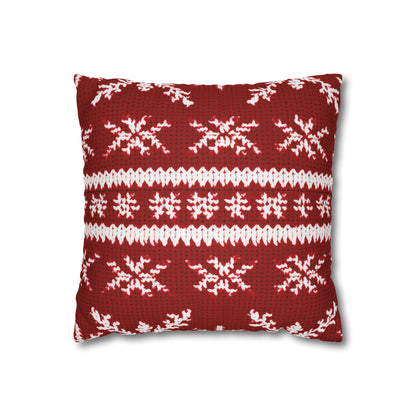 Scandinavian Holiday Pattern Red Square Pillow Case, Christmas Pillow Throw, Holiday Gift    - HolidayShoppingFinds