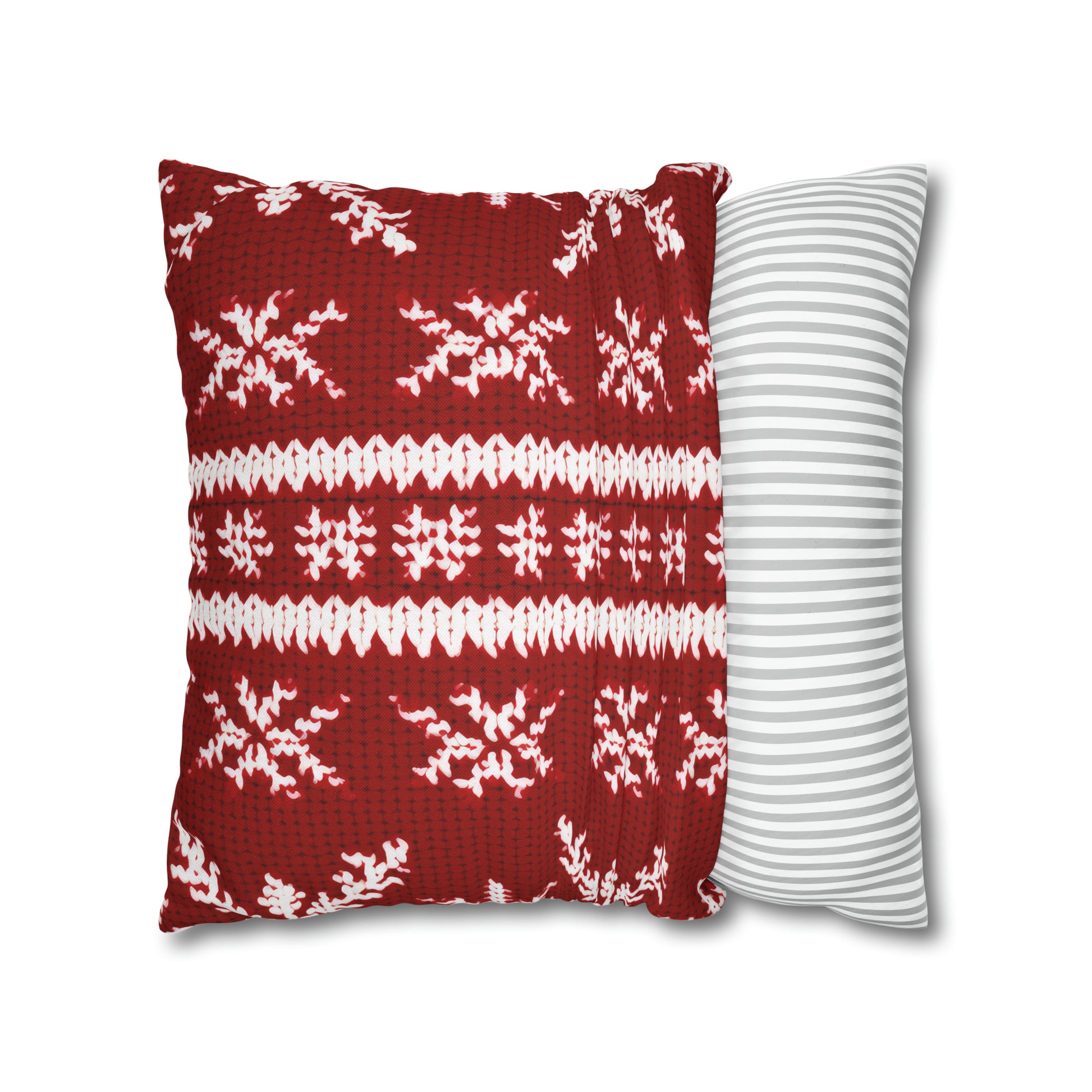 Scandinavian Holiday Pattern Red Square Pillow Case, Christmas Pillow Throw, Holiday Gift    - HolidayShoppingFinds