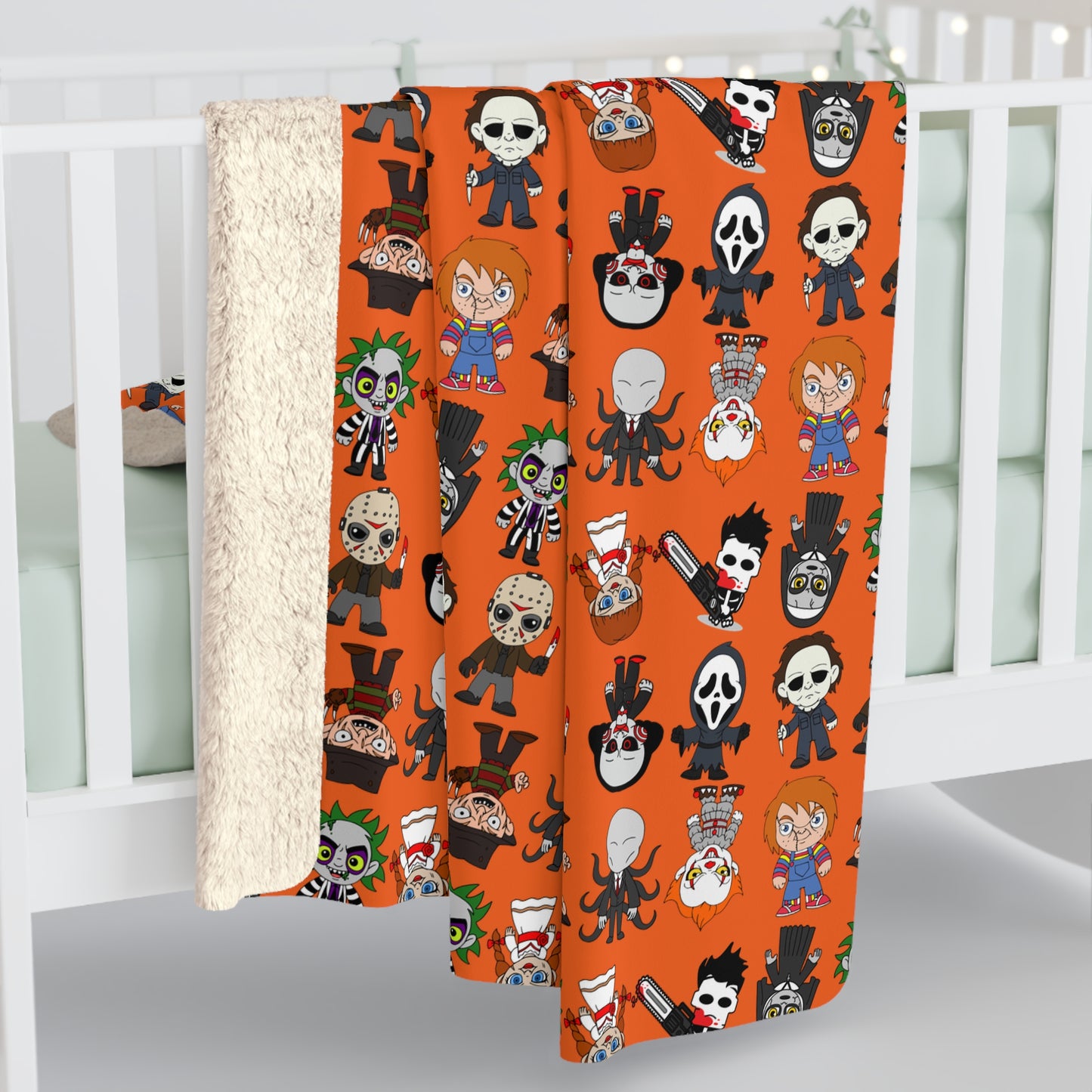 Halloween Killers Sherpa Fleece Blanket, Horror Movie Villains Blanket, Halloween Throw Blanket Orange    - HolidayShoppingFinds