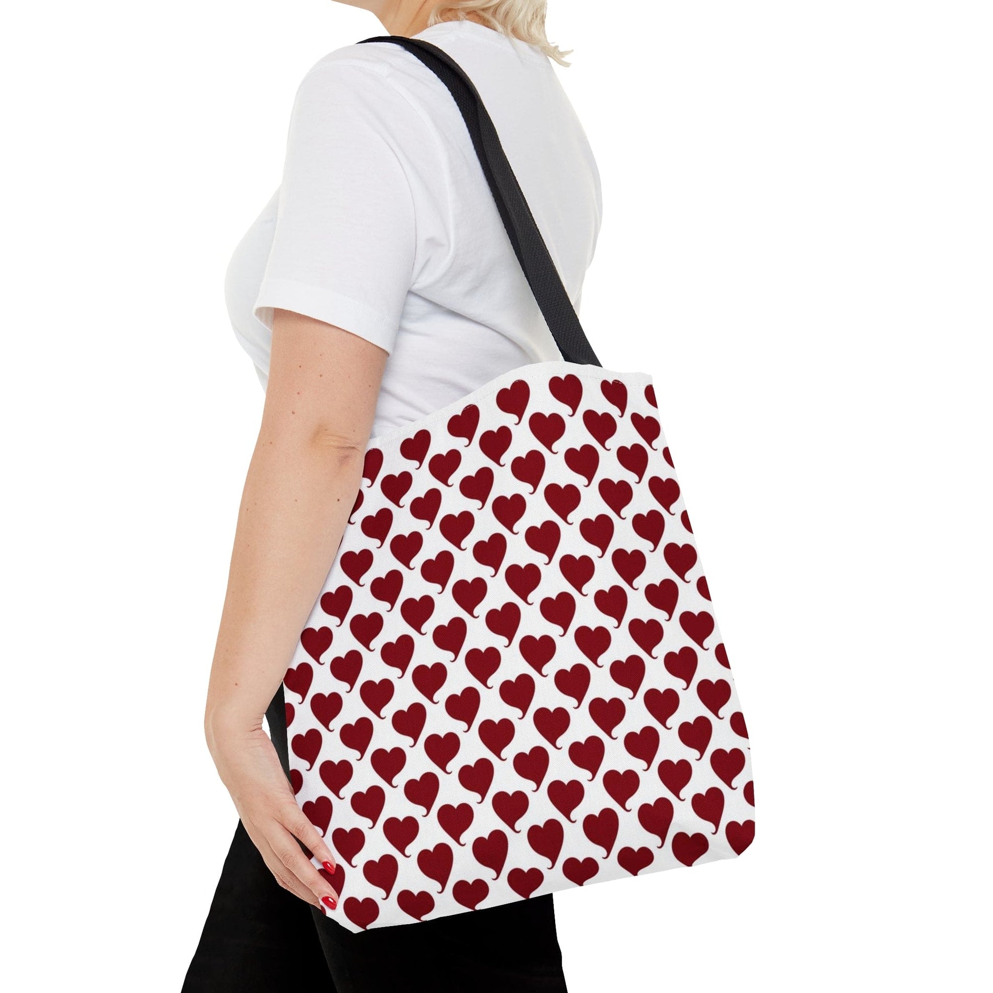 Red Hearts Pattern Hand Tote Bag, Valentine's Day Gift    - HolidayShoppingFinds