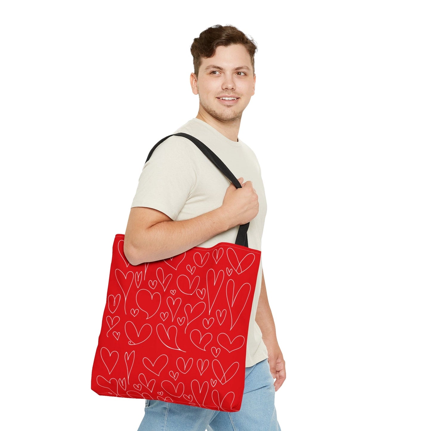 Red Hearts Valentine Hand Tote Bag - Valentine's Day Tote Bag Gift    - HolidayShoppingFinds