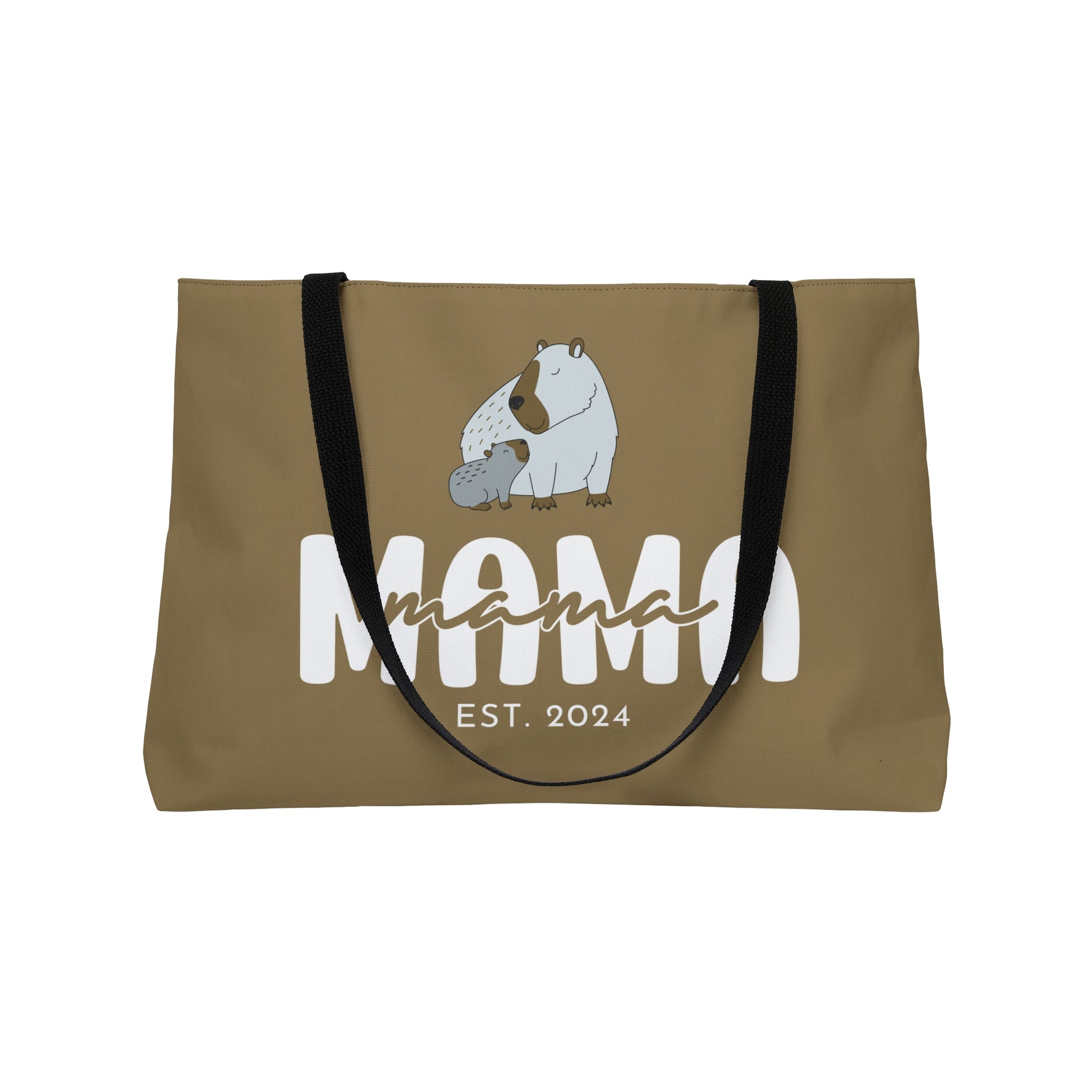 Personalized Mama Capybara Weekender Tote Khaki, Gift For Mom    - HolidayShoppingFinds