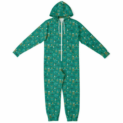 Green Holiday Jumpsuit Adult Onesie Gender-Neutral Athletic PJs XS-S   - HolidayShoppingFinds