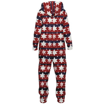 Americana Knitted Pattern Teens Onesie, Kids Patriotic Athletic Jumpsuit Red White & Blue    - HolidayShoppingFinds