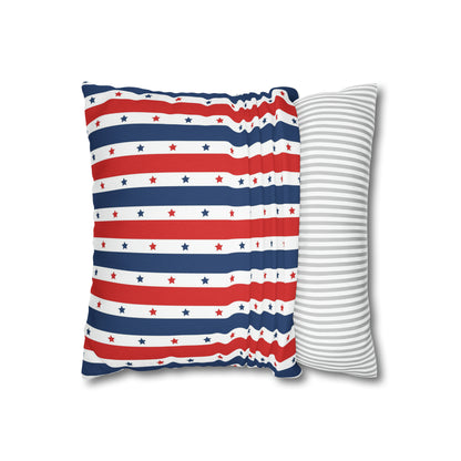 Patriotic Pillowcase, Stars &  Stripes American Flag Accent Pillow Cover, Veterans 4th of July Memorial Day Home Decor    - HolidayShoppingFinds