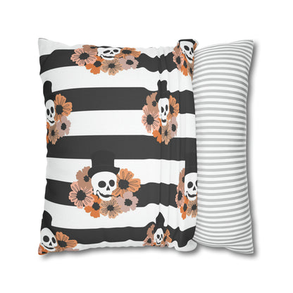 Halloween Phantom Pillowcase, Dia de los Muertos Skull Accent Pillow, 2-Sided Square B&W Decorative Pillow    - HolidayShoppingFinds