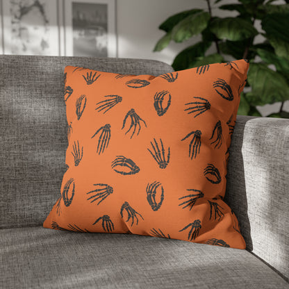 Skeleton Hands Pillowcase Halloween Orange Pillow Spooky Accent Pillow    - HolidayShoppingFinds