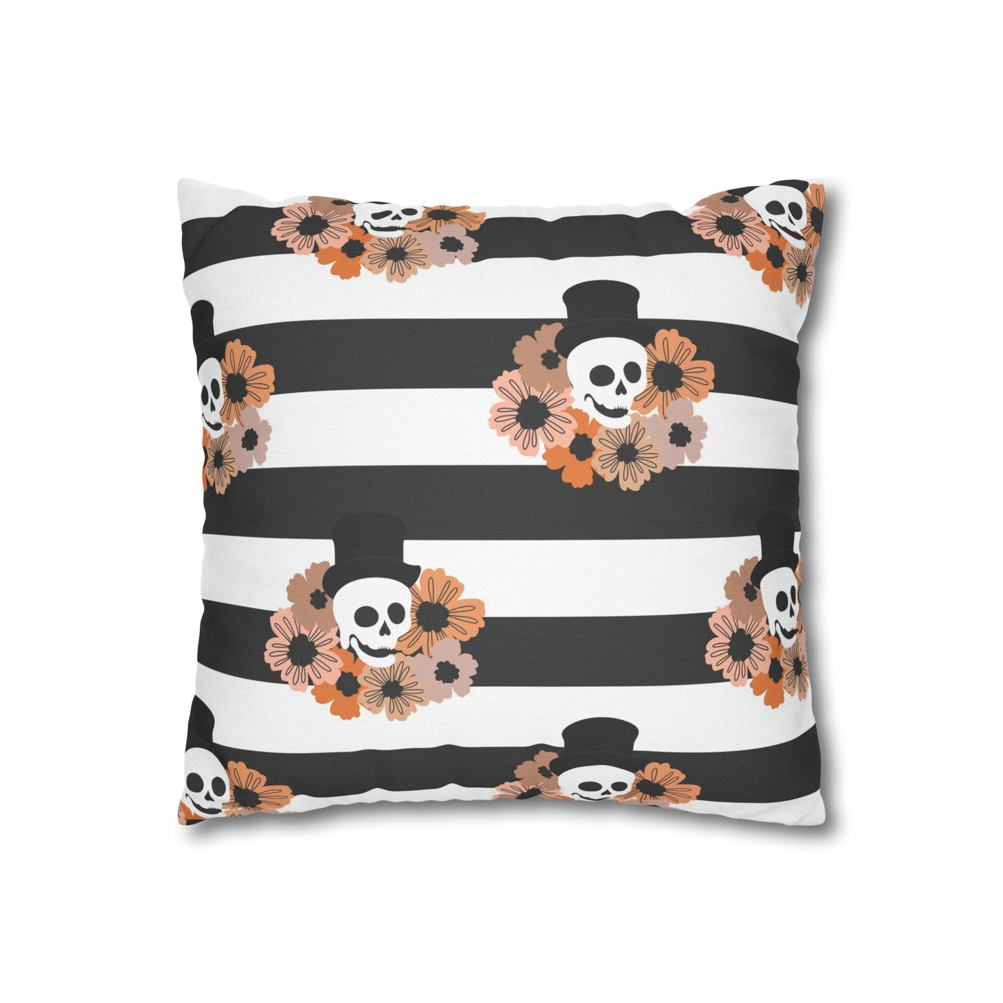 Halloween Phantom Pillowcase, Dia de los Muertos Skull Accent Pillow, 2-Sided Square B&W Decorative Pillow    - HolidayShoppingFinds