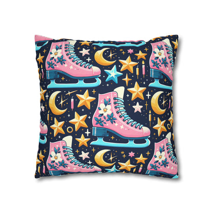 Roller Skates Pillowcase, 80s Vintage Retro Skates Pink Pillow Cover    - HolidayShoppingFinds