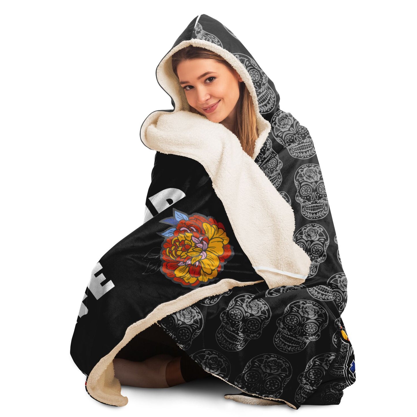 Sugar Skull Day of the Dead Dia De Los Muertos Halloween Hooded Blanket    - HolidayShoppingFinds