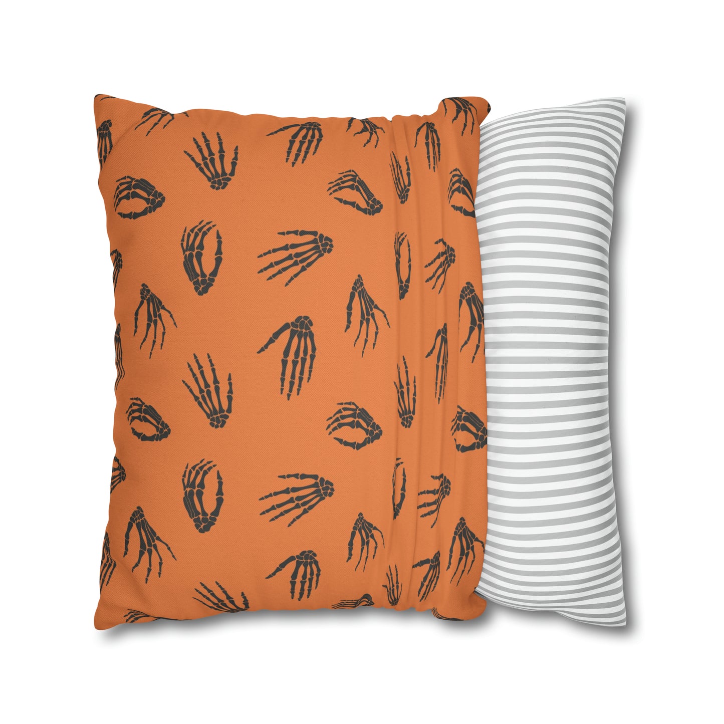 Skeleton Hands Pillowcase Halloween Orange Pillow Spooky Accent Pillow    - HolidayShoppingFinds