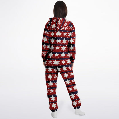 Americana Knitted Adult Athletic Jumpsuit, Red White & Blue Onesie Union Suit    - HolidayShoppingFinds