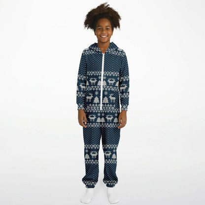 Winter Magic Christmas Teens Onesie: Boys & Girls Union Suit Athletic Blue Jumpsuit    - HolidayShoppingFinds