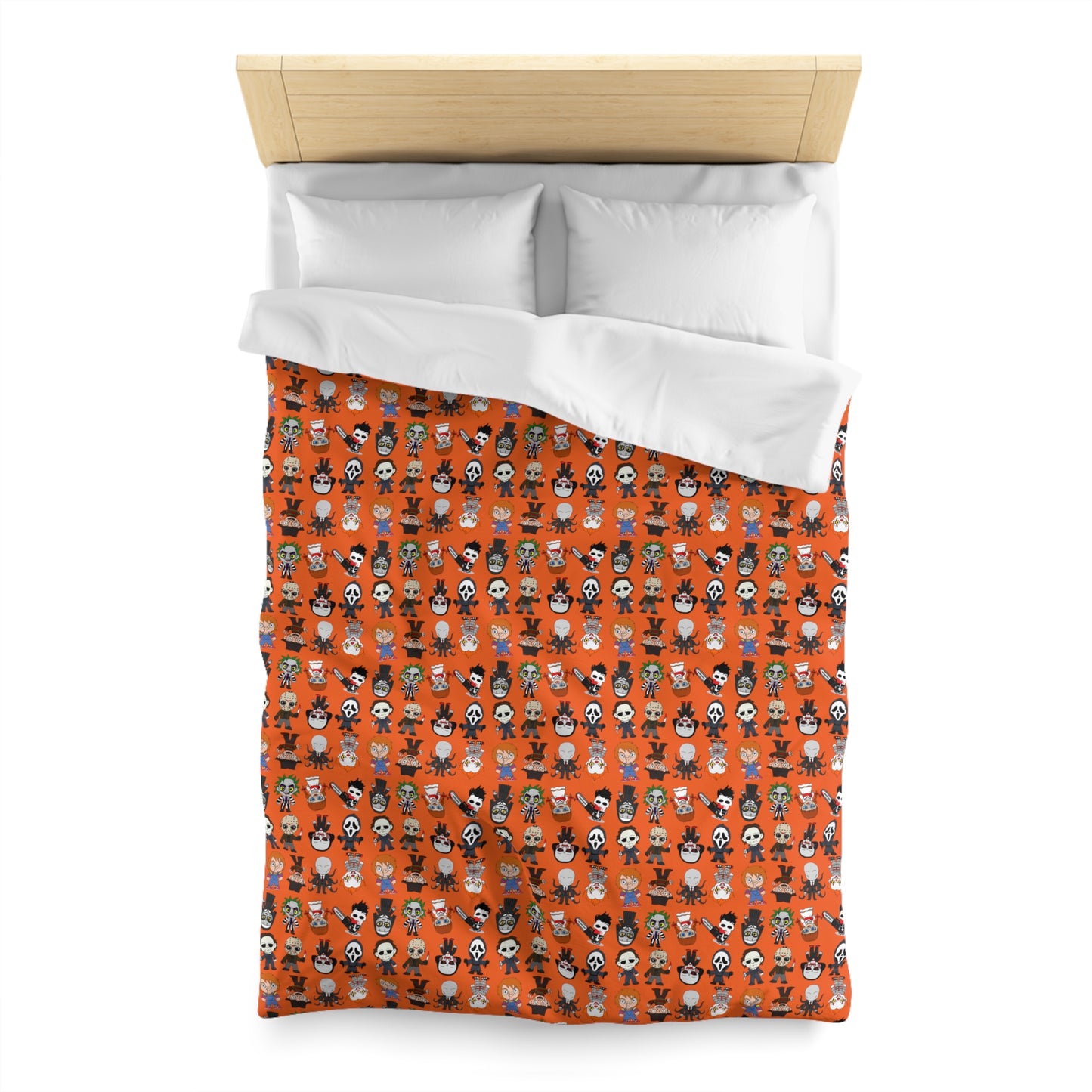 Halloween Killers Duvet Cover, Horror Movie Villains Orange Twin/TwinXL/Queen/King Duvet Twin White  - HolidayShoppingFinds