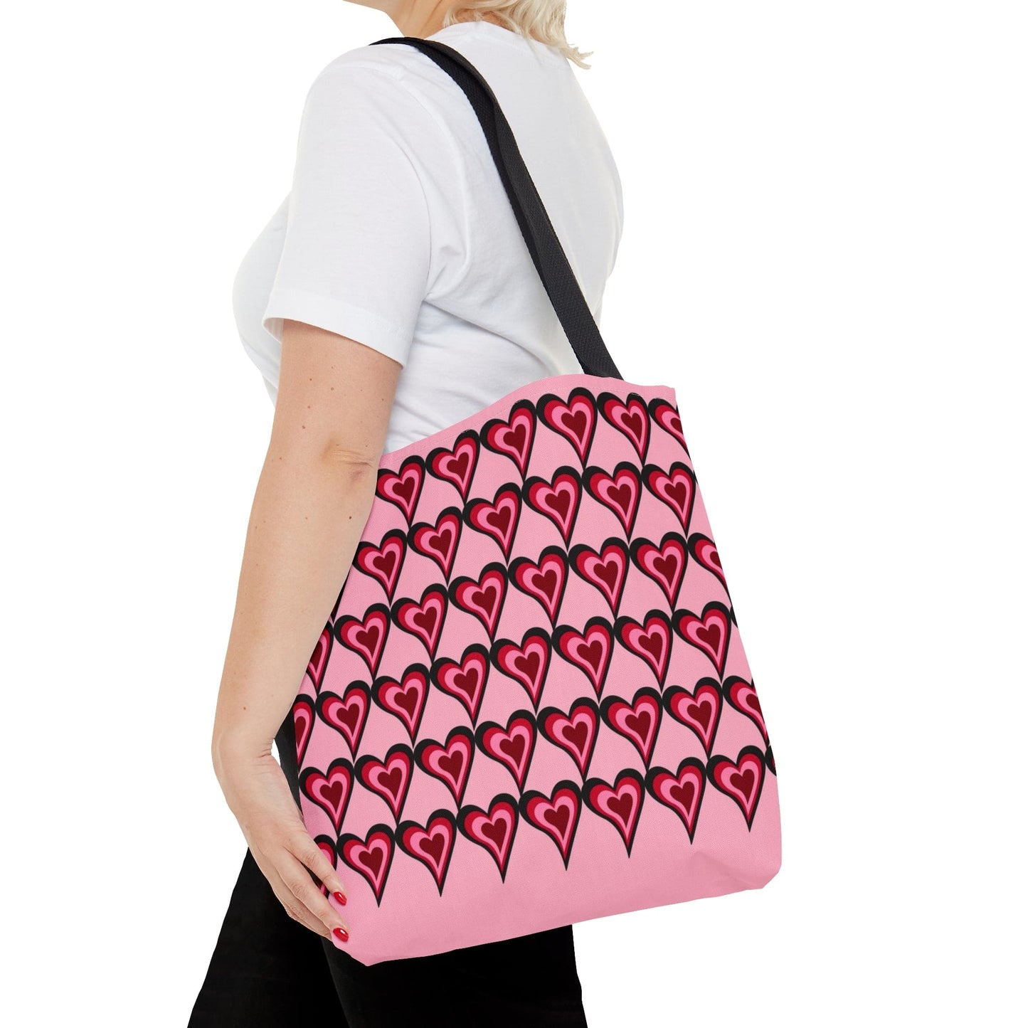 Big Red & Pink Hearts Pattern Pink Hand Tote Bag - Valentine's Gift    - HolidayShoppingFinds