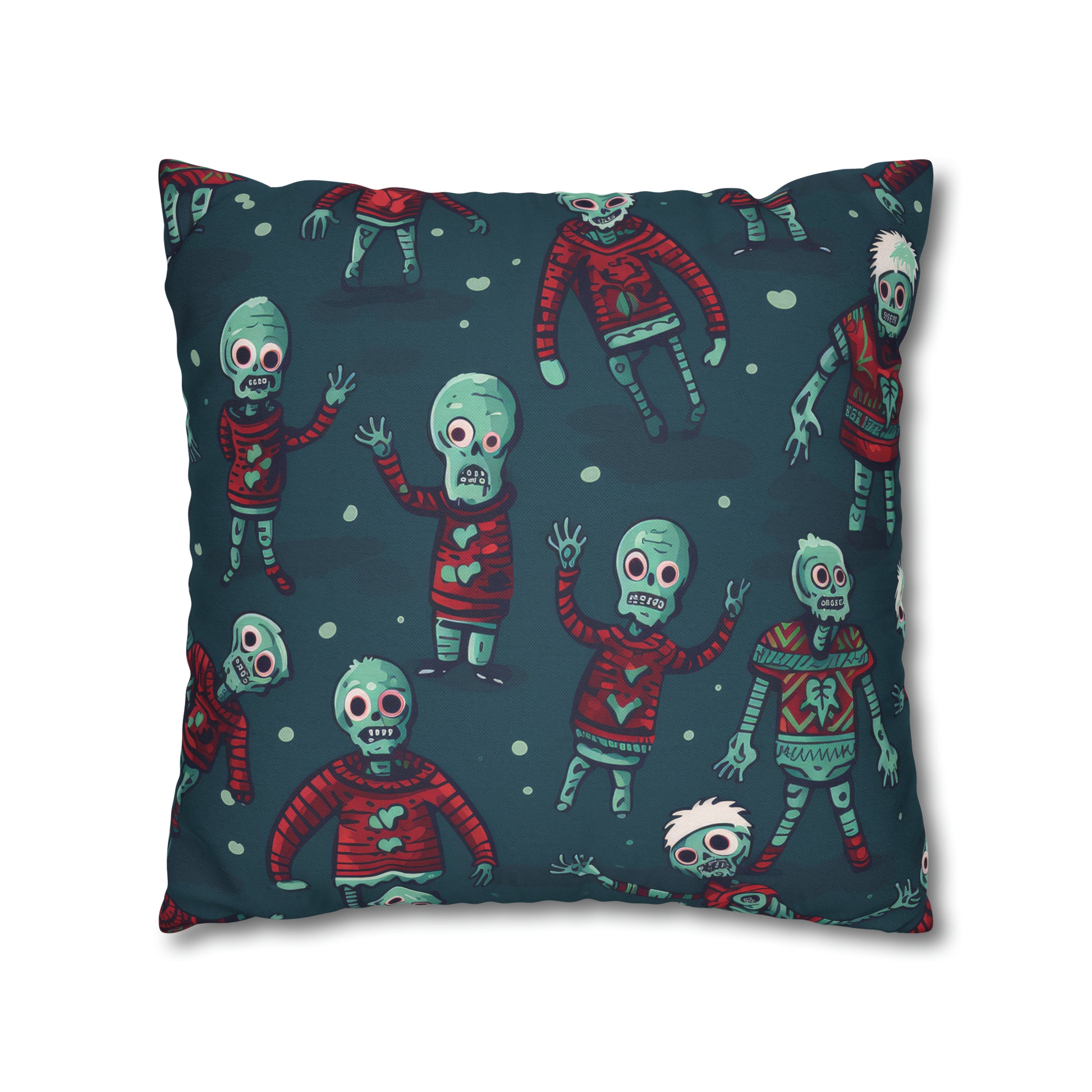 Zombie Decorative Pillowcase, Zombie Home Decor Pillow Cover Teal, Square 2-Sided Pillow    - HolidayShoppingFinds