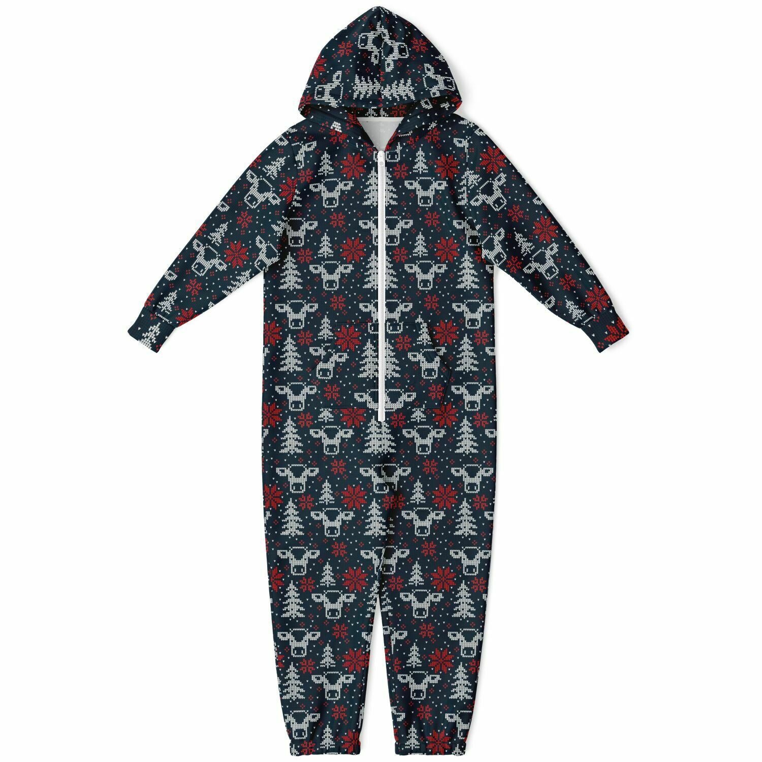 Blue Christmas Cows Teens Onesie: Boys & Girls Union Suit Athletic Jumpsuit    - HolidayShoppingFinds