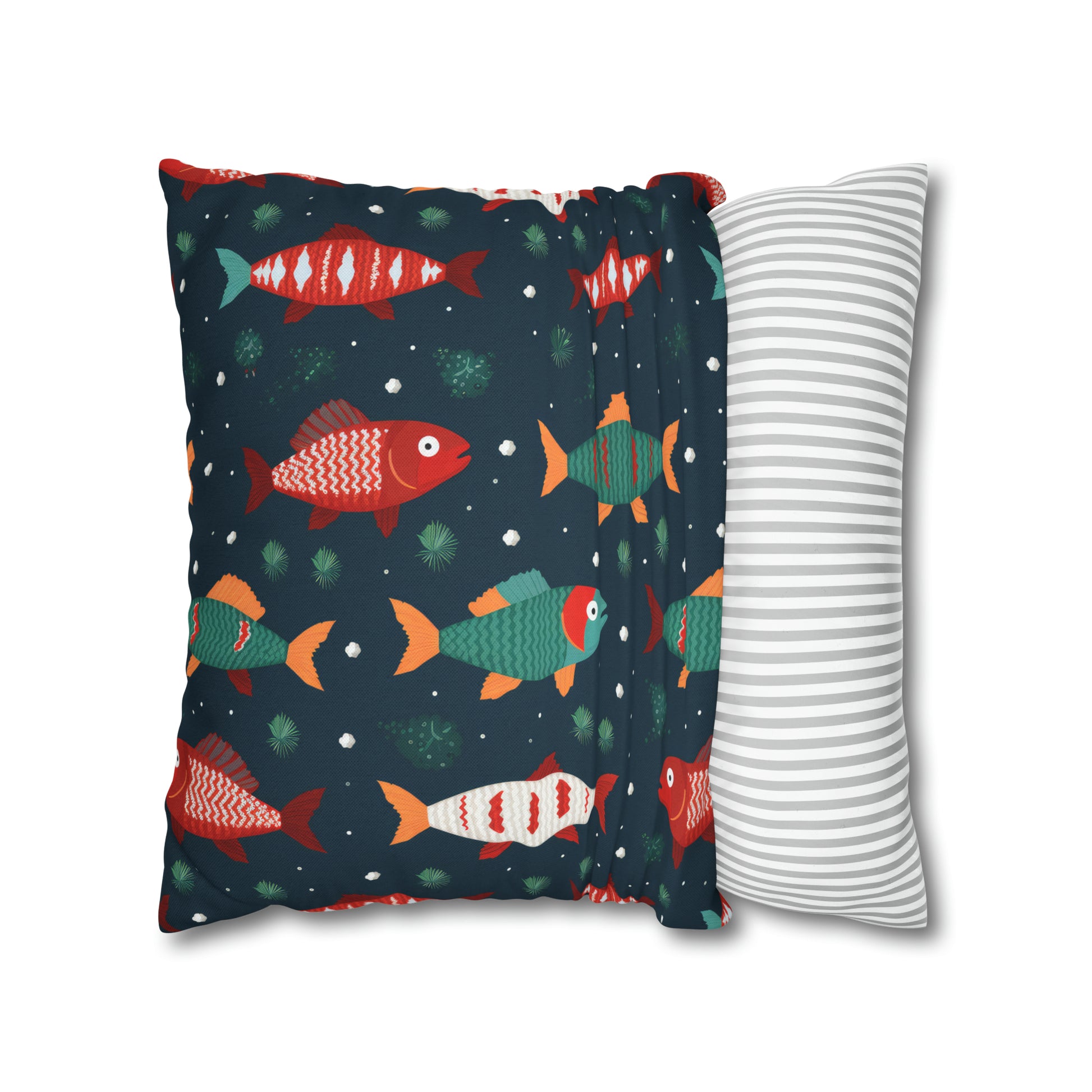 Marine Life Pillowcase, Fish Print Underwater Ocean Blue Pillow Cover Coastal Décor    - HolidayShoppingFinds