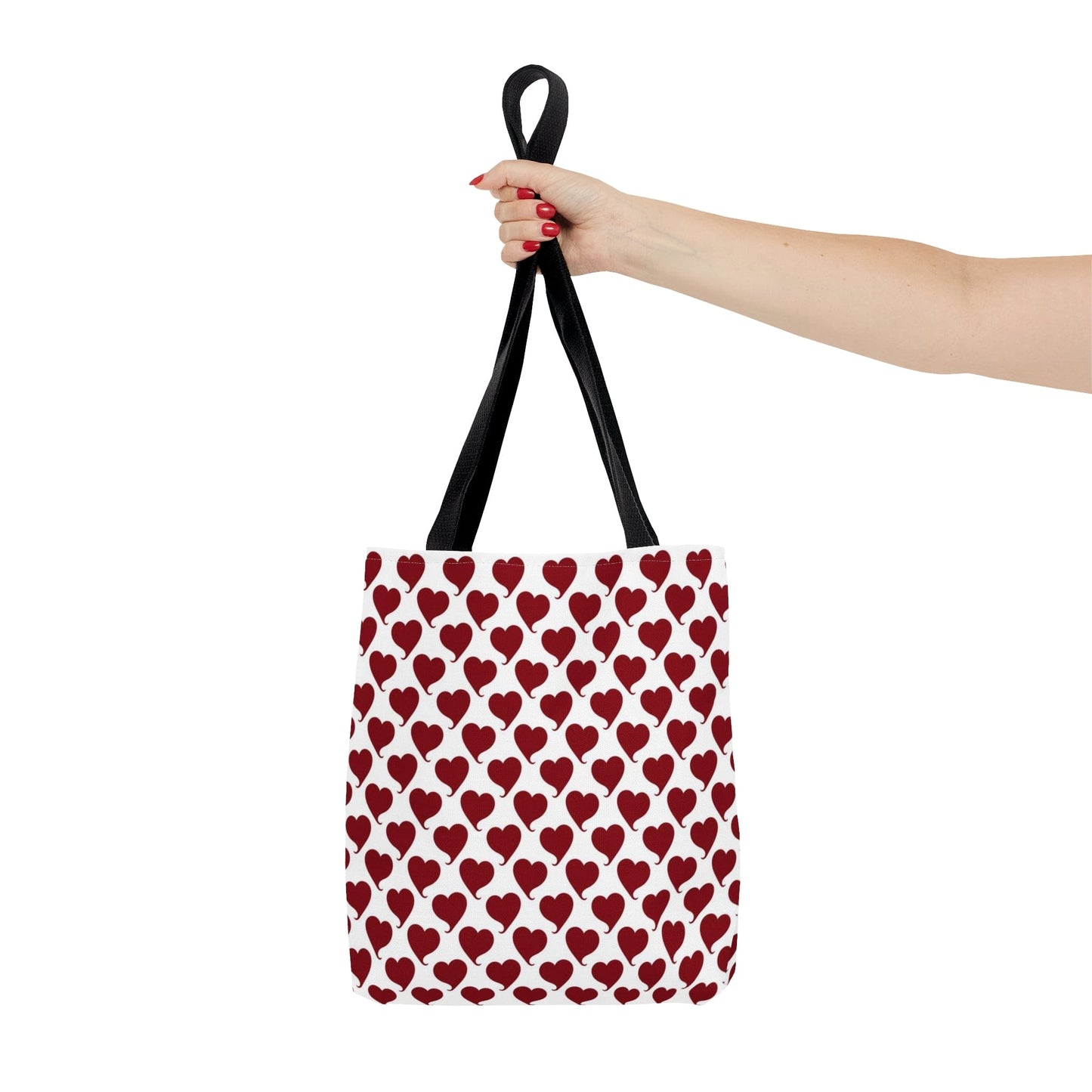 Red Hearts Pattern Hand Tote Bag, Valentine's Day Gift    - HolidayShoppingFinds