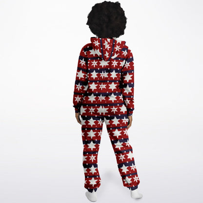 Americana Knitted Adult Athletic Jumpsuit, Red White & Blue Onesie Union Suit    - HolidayShoppingFinds